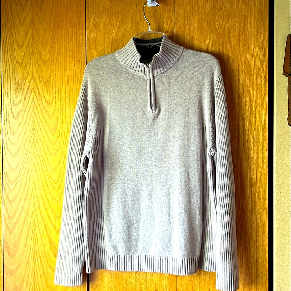Wilke Rodriguez MEDIUM Natural 1/4 Zip ribbed Cotton Turtleneck Sweater VGUC